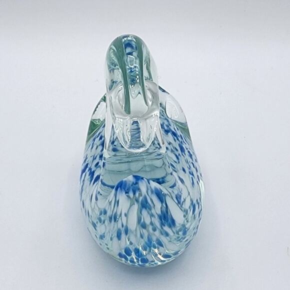 Solid Glass Blue Speckled Duck Goose Swan Paperweight, Desk Shelf Table Decor - Picture 5 of 7